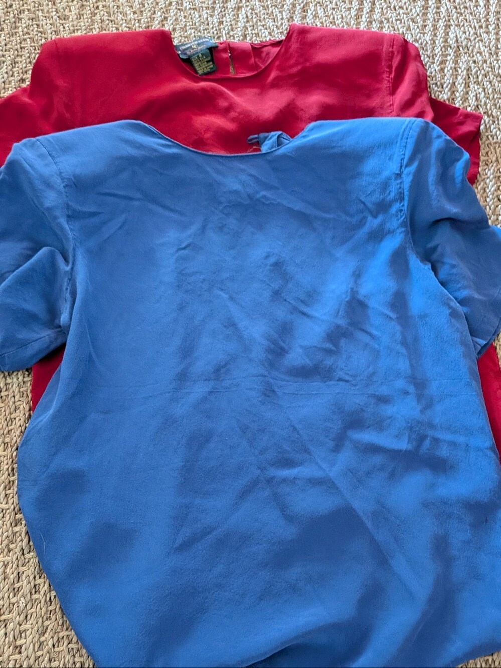 Charter Club Women's Short-Sleeve Silk Tops in Blue and Red(2)